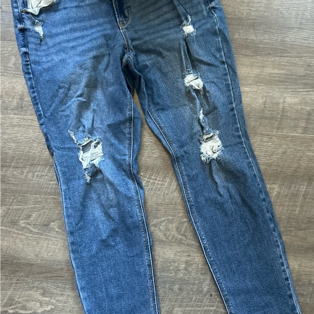 Distressed Blue Jeans
